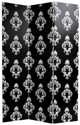 Double Sided Black and White Damask Canvas Room Divider - Fabric Room Dividers