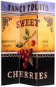 Double Sided Grapes and Cherries Canvas Room Divider - Fabric Room Dividers