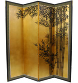 Gold Leaf Bamboo Room Divider - Japanese Silk Screens