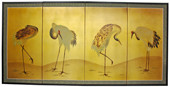 Gold Leaf Cranes - Japanese Silk Screens