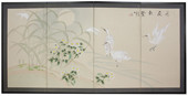 Cranes in Full Moon - Japanese Silk Screens