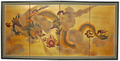 Dragon in the Sky on Gold Leaf - Japanese Silk Screens