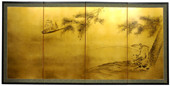 Gold Leaf Fishing for Life - Japanese Silk Screens