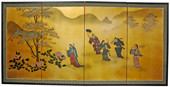 Gold Leaf Flower Dance - Japanese Silk Screens