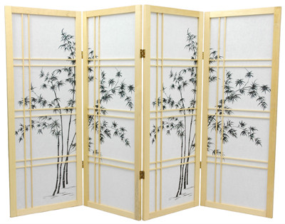4 ft. Tall Double Cross Bamboo Tree Shoji Screen Product Image