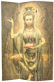 6 ft. Tall Kwan Yin with Lotus Bamboo Room Divider - Decorative Screens