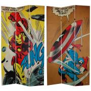 7 ft. Tall Double Sided Captain America/Iron Man Canvas Room Divider - More Details