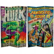 6 ft. Tall Double Sided Fantastic Four/The Incredible Hulk Canvas Room Divider - More Details