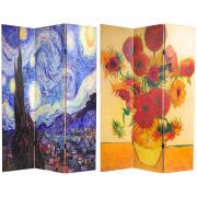 6 ft. Tall Works of Van Gogh Room Divider - Starry Night/Sunflowers - More Details