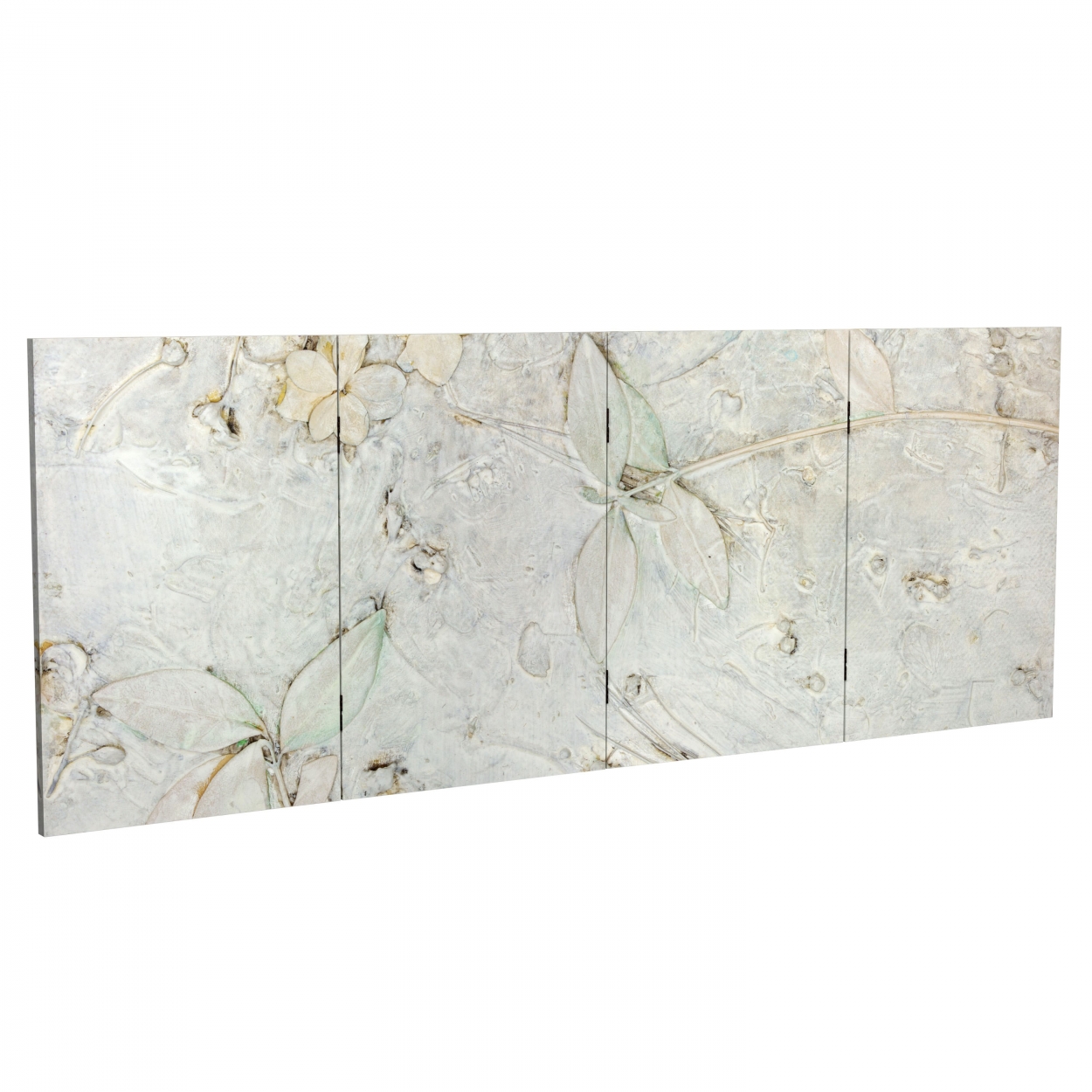2 ft. Short Double Sided Ivory Flowers Canvas Folding Screen