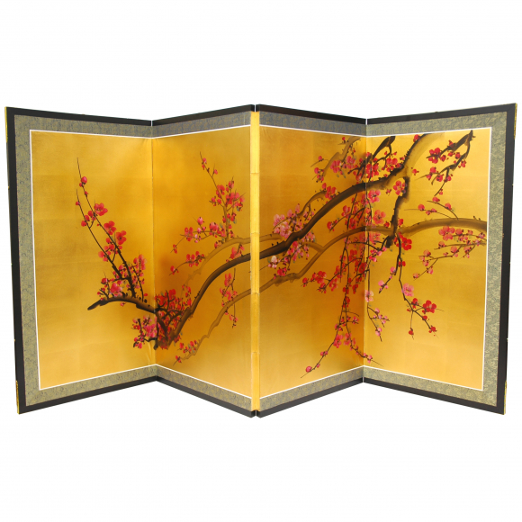RoomDividers.com: Plum Tree on Gold Leaf Silk Screen