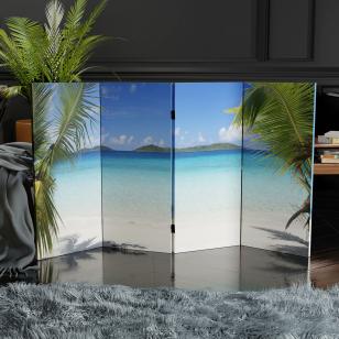 Buy 3 ft. Short Double Sided Beach Canvas Folding Screen Online